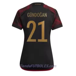 Camiseta Alemania Ilkay Gundogan 21 Mujer Segunda Mundial 2022 Camiseta Alemania Ilkay Gundogan 21 Mujer Segunda Mundial 2022
