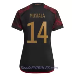 Camiseta Alemania Jamal Musiala 14 Mujer Segunda Mundial 2022 Camiseta Alemania Jamal Musiala 14 Mujer Segunda Mundial 2022