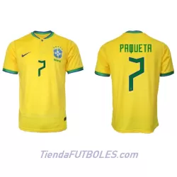 Camiseta Brasil Lucas Paqueta 7 Hombre Primera Mundial 2022 Camiseta Brasil Lucas Paqueta 7 Hombre Primera Mundial 2022