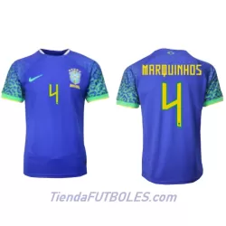 Camiseta Brasil Marquinhos 4 Hombre Segunda Mundial 2022 Camiseta Brasil Marquinhos 4 Hombre Segunda Mundial 2022
