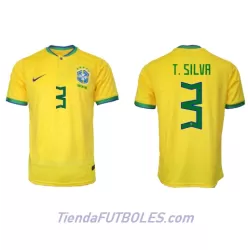 Camiseta Brasil Thiago Silva 3 Hombre Primera Mundial 2022 Camiseta Brasil Thiago Silva 3 Hombre Primera Mundial 2022