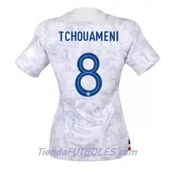 Camiseta Francia Aurelien Tchouameni 8 Mujer Segunda Mundial 2022 Camiseta Francia Aurelien Tchouameni 8 Mujer Segunda Mundial 2022