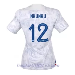 Camiseta Francia Christopher Nkunku 12 Mujer Segunda Mundial 2022 Camiseta Francia Christopher Nkunku 12 Mujer Segunda Mundial 2022