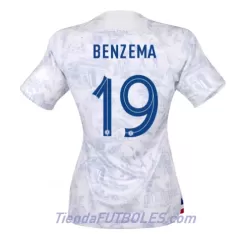 Camiseta Francia Karim Benzema 19 Mujer Segunda Mundial 2022 Camiseta Francia Karim Benzema 19 Mujer Segunda Mundial 2022