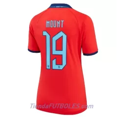 Camiseta Inglaterra Mason Mount 19 Mujer Segunda Mundial 2022 Camiseta Inglaterra Mason Mount 19 Mujer Segunda Mundial 2022