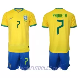 Conjunto Brasil Lucas Paqueta 7 Niño Primera Mundial 2022 Conjunto Brasil Lucas Paqueta 7 Niño Primera Mundial 2022