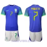 Conjunto Brasil Lucas Paqueta 7 Niño Segunda Mundial 2022