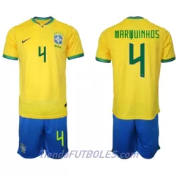 Conjunto Brasil Marquinhos 4 Niño Primera Mundial 2022 Conjunto Brasil Marquinhos 4 Niño Primera Mundial 2022