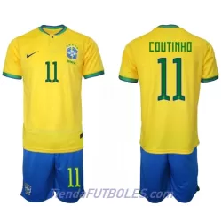 Conjunto Brasil Philippe Coutinho 11 Niño Primera Mundial 2022 Conjunto Brasil Philippe Coutinho 11 Niño Primera Mundial 2022