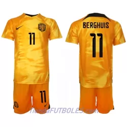 Conjunto Países Bajos Steven Berghuis 11 Niño Primera Mundial 2022 Conjunto Países Bajos Steven Berghuis 11 Niño Primera Mundial 2022