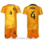 Conjunto Países Bajos Virgil van Dijk 4 Niño Primera Mundial 2022