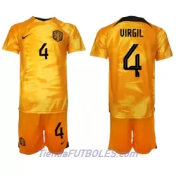 Conjunto Países Bajos Virgil van Dijk 4 Niño Primera Mundial 2022 Conjunto Países Bajos Virgil van Dijk 4 Niño Primera Mundial 2022