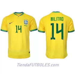 Camiseta Brasil Eder Militao 14 Hombre Primera Mundial 2022 Camiseta Brasil Eder Militao 14 Hombre Primera Mundial 2022