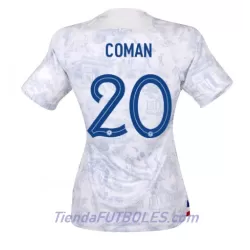 Camiseta Francia Kingsley Coman 20 Mujer Segunda Mundial 2022 Camiseta Francia Kingsley Coman 20 Mujer Segunda Mundial 2022
