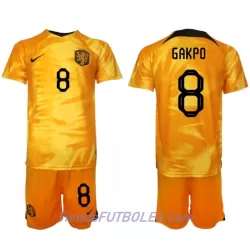 Conjunto Países Bajos Cody Gakpo 8 Niño Primera Mundial 2022 Conjunto Países Bajos Cody Gakpo 8 Niño Primera Mundial 2022