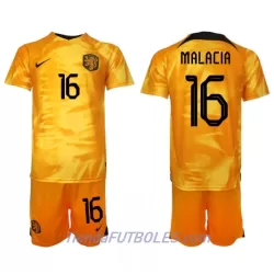 Conjunto Países Bajos Tyrell Malacia 16 Niño Primera Mundial 2022 Conjunto Países Bajos Tyrell Malacia 16 Niño Primera Mundial 2022