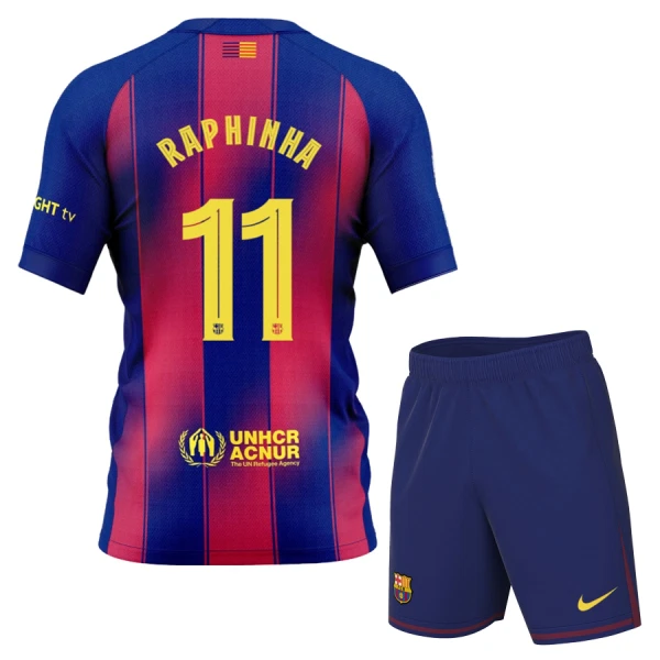 Conjunto FC Barcelona Raphinha 11 Niño Primera 25/26 Conjunto FC Barcelona Raphinha 11 Niño Primera 25/26