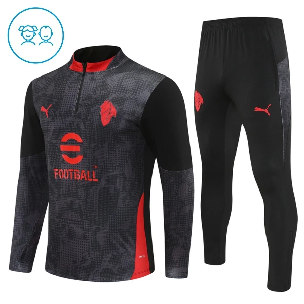 AC Milan Sudadera De Entrenamiento Niño Cremallera Cuarto 25/26 Negra