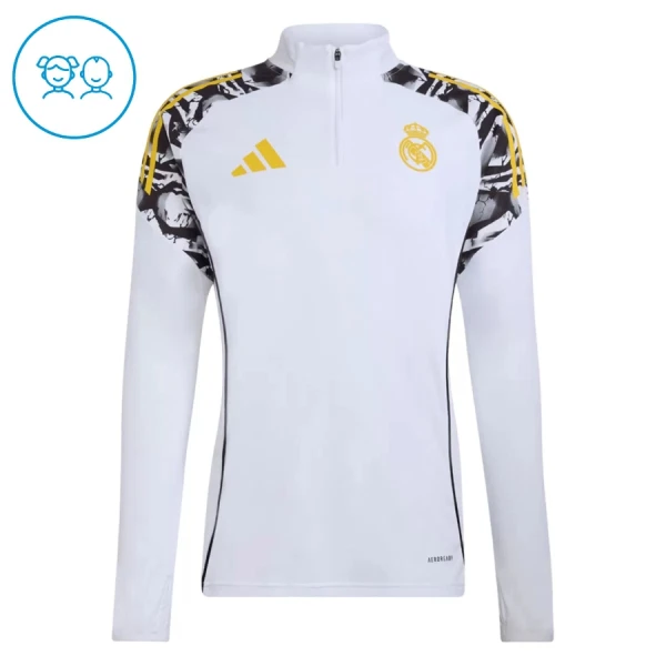 Real Madrid Sudadera De Entrenamiento Niño Cremallera Cuarto 26/27 Blanca
