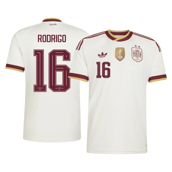 Camiseta España 2 Stars Rodrigo 16 Hombre Segunda Mundial 2026 Camiseta España 2 Stars Rodrigo 16 Hombre Segunda Mundial 2026