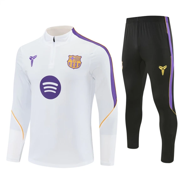 Barcelona Sudadera De Entrenamiento Hombre Cremallera Cuarto 26/27 Blanca Barcelona Sudadera De Entrenamiento Hombre Cremallera Cuarto 26/27 Blanca