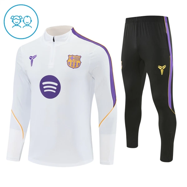 Barcelona Sudadera De Entrenamiento Niño Cremallera Cuarto 26/27 Blanca