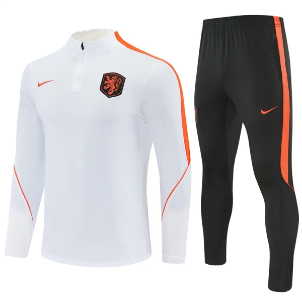 Países Bajos Sudadera De Entrenamiento Hombre Cremallera Cuarto 26/27 Blanca