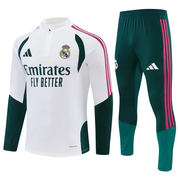 Real Madrid Sudadera De Entrenamiento Hombre Cremallera Cuarto 26/27 Blanca Real Madrid Sudadera De Entrenamiento Hombre Cremallera Cuarto 26/27 Blanca