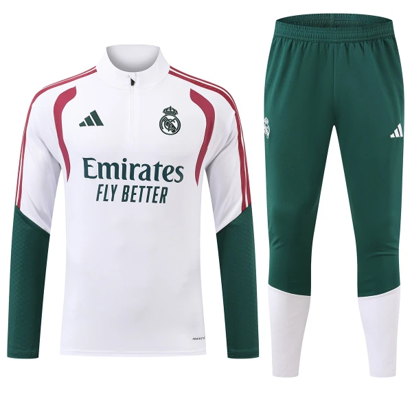 Real Madrid Sudadera De Entrenamiento Hombre Cremallera Cuarto 26/27 Blanca Real Madrid Sudadera De Entrenamiento Hombre Cremallera Cuarto 26/27 Blanca