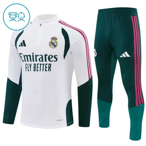 Real Madrid Sudadera De Entrenamiento Niño Cremallera Cuarto 26/27 Blanca