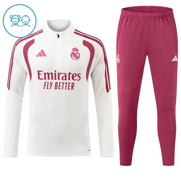 Real Madrid Sudadera De Entrenamiento Niño Cremallera Cuarto 26/27 Blanca