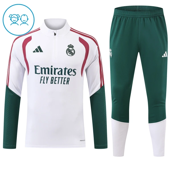 Real Madrid Sudadera De Entrenamiento Niño Cremallera Cuarto 26/27 Blanca